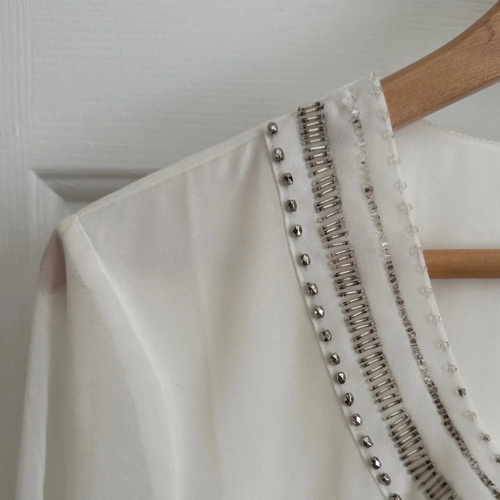 Coldwater Creek White Beaded Blouse - Picture 2 of 7